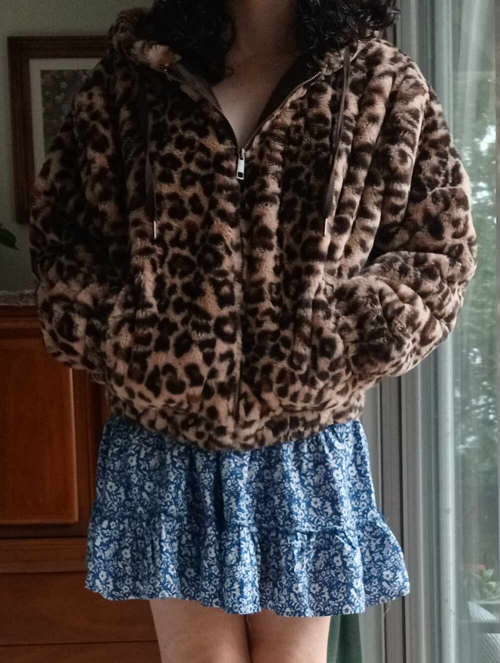 Leopard Print Hooded Faux Fur Jacket - Brown - Picture 3 of 12